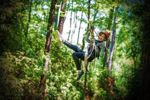 Child on Zipline Smiling